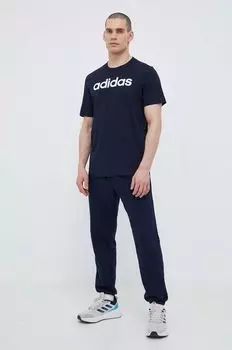 Футболка Adidas из хлопка adidas, темно-синий