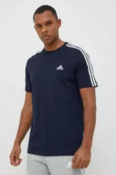 Футболка Adidas из хлопка adidas, темно-синий