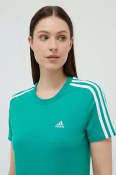 Футболка Adidas из хлопка adidas, зеленый