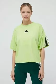 Футболка Adidas из хлопка adidas, зеленый