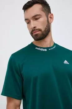 Футболка Adidas из хлопка adidas, зеленый