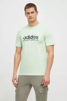 Футболка Adidas из хлопка adidas, зеленый