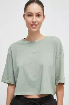 Футболка Adidas из хлопка adidas, зеленый