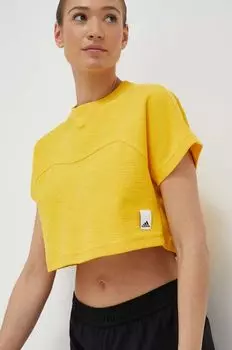 Футболка Adidas из хлопка adidas, желтый
