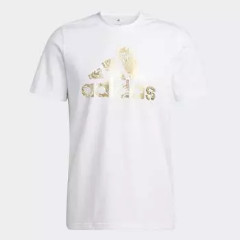 Футболка adidas Liquid Foil Badge of Sport Graphic, белый/золотой