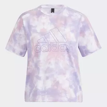 Футболка adidas Me Time Allover Print, белый/фиолетовый