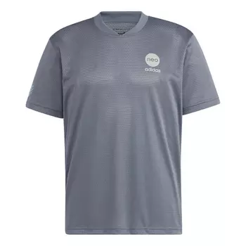 Футболка Adidas neo Bb Mesh Tee Alphabet Pattern Printing Pullover Short Sleeve Gray T-Shirt, Серый