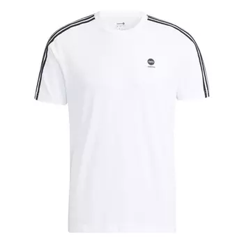 Футболка Adidas neo Contrasting Colors Stripe Athleisure Casual Sports Short Sleeve White T-Shirt, Белый