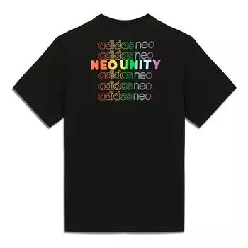 Футболка adidas neo U Pd Tee1 Multi-Color Logo Printing Sports Short Sleeve Couple Style Black H65034, черный