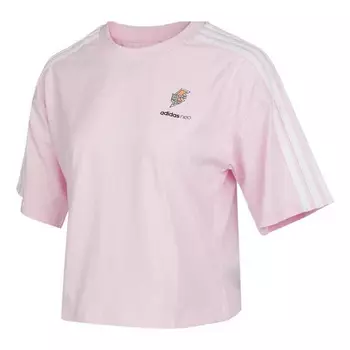 Футболка Adidas neo W Fav May Round Neck Sports Short Sleeve Pink, Розовый