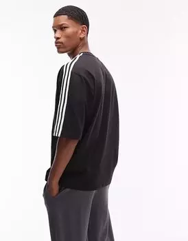 Футболка Adidas Originals Adicolor oversize с тремя полосками черного цвета