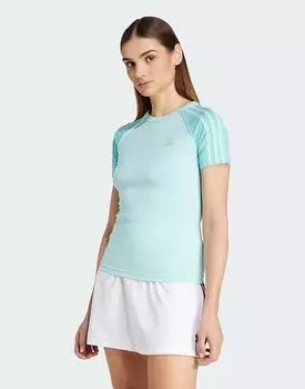 Футболка Adidas Originals Adicolor с тремя полосками и рукавами реглан, полупрозрачная, аквамаринового цвета