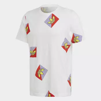 Футболка Adidas Originals Allover Print Diagonal, белый/мультиколор
