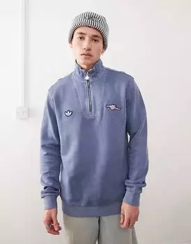 Футболка Adidas Originals Arsenal Terrace Icons Half-Zip синего цвета