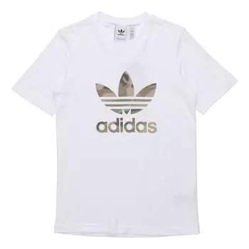 Футболка Adidas originals CamouflageLogo Printing Round Collar Male White, Белый