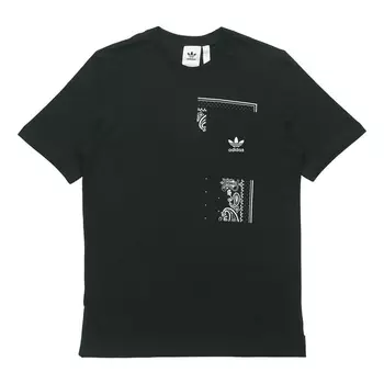 Футболка Adidas originals Casual Printing Pocket Round Neck Short Sleeve Black, Черный