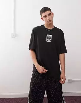 Футболка Adidas Originals Leo oversize черного цвета