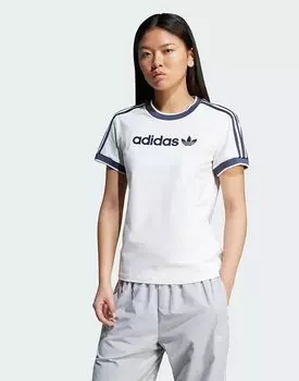 Футболка Adidas Originals Linear с тремя полосками в цвете «облачно-белый»