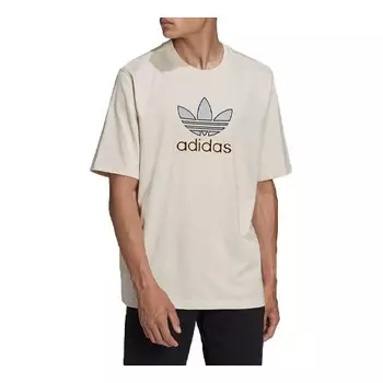 Футболка Adidas originals Logo Printing Loose Casual Round Neck Short Sleeve Light Brown T-Shirt, Коричневый