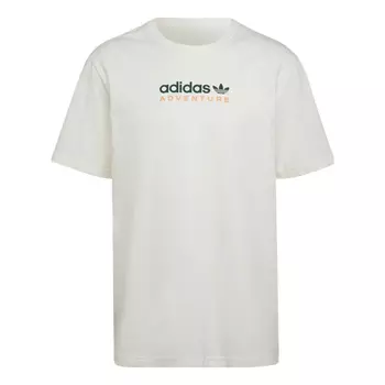 Футболка Adidas originals Mtn Spr Tee Alphabet Logo Printing Sports Round Neck Short Sleeve White T-Shirt, Белый