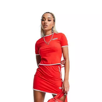 Футболка Adidas Originals Resort Cropped In Red With White Binding Detail, красный