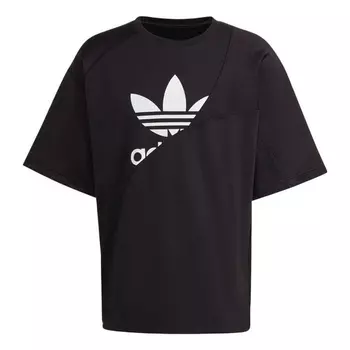 Футболка Adidas originals Round Neck Pullover Logo Printing Short Sleeve Japanese Version Black T-Shirt, Черный