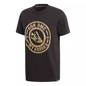 Футболка Adidas originals Run-dmc Printing Sports Cozy Round Neck Short Sleeve Black, Черный