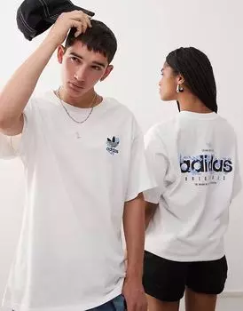 Футболка Adidas Originals с цветочным принтом белого цвета