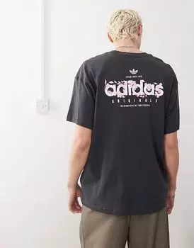 Футболка Adidas Originals с цветочным принтом черного цвета