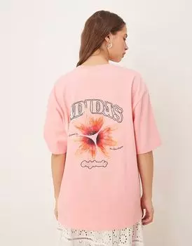 Футболка Adidas Originals с цветочным принтом розового цвета