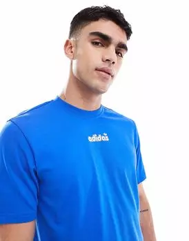 Футболка Adidas Originals синего цвета с логотипом в виде пузыря
