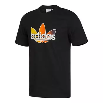 Футболка Adidas originals Sprt Graphic Gradient Logo logo Sports Round Neck Short Sleeve Black, Черный