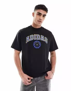 Футболка Adidas Originals Summer of sport с графическим принтом черного/королевского синего цвета
