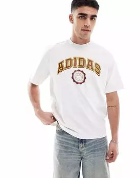 Футболка Adidas Originals Summer of sport с графическим принтом в цвете облачно-белый/любимый рубиновый