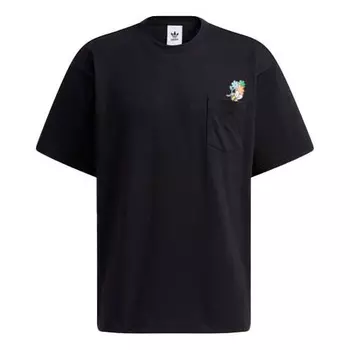 Футболка Adidas originals Tee Ss Printed Sport Crew Neck Short Sleeve Black, Черный