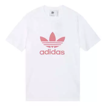 Футболка adidas originals Trefoil Logo Printing Sports Round Neck Short Sleeve White, белый