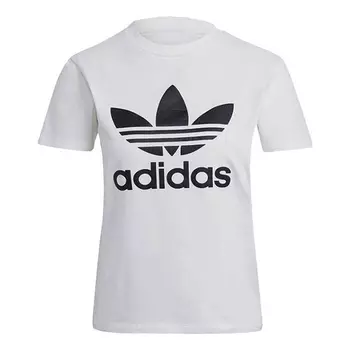 Футболка Adidas originals Trefoil Tee Logo Printing Sports Round Neck Short Sleeve White T-Shirt, Белый