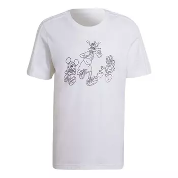 Футболка Adidas originals x Disney Crossover Cartoon Anime Logo Printing Stripe, Белый