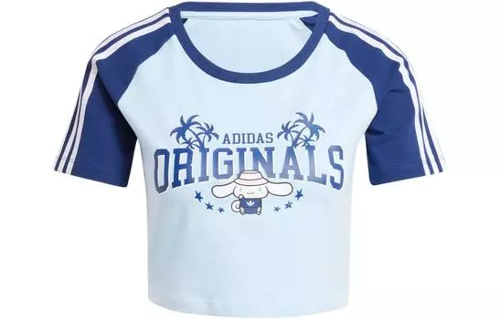 Футболка Adidas Originals X Hello Kitty Cinnamoroll Graphic Baby Tee «Clear Sky», розовый/синий