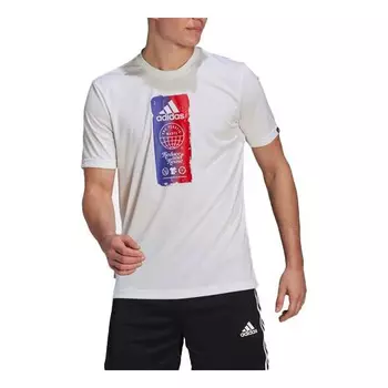 Футболка Adidas Printing Round Neck Short Sleeve Sports Short Sleeve White T-Shirt, Белый