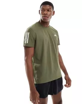 Футболка adidas Running Own The Run оливкового цвета adidas performance