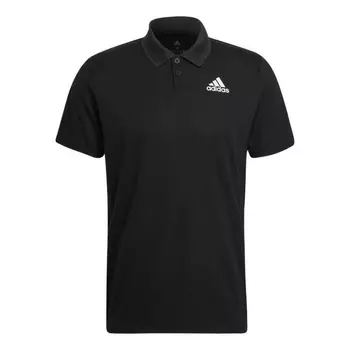 Футболка Adidas Solid Color Tennis Athleisure Casual Sports Logo Short Sleeve Japanese Version Black Polo Shirt, Черный