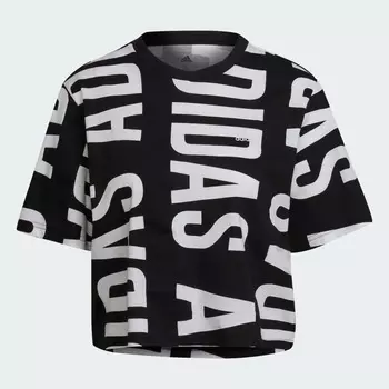 Футболка Adidas Sportswear Essentials Oversized Allover-print Crop, черный/белый