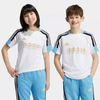 Футболка adidas Sportswear «J NP TEE», цвет White / Light Blue / Black / Hazy Beige