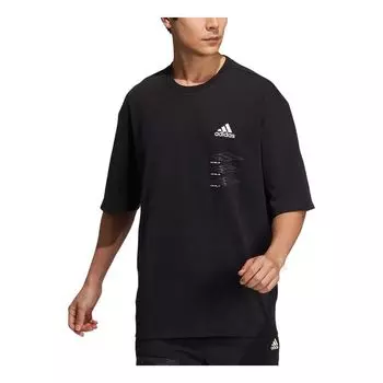 Футболка adidas St Rlx Game Tee Printing Sports Round Neck Loose Short Sleeve Black, черный
