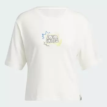 Футболка Adidas Training Love Unites Graphic Crop, кремово-белый