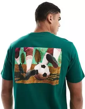 Футболка adidas Training с принтом футбольной тематики на спине в бирюзовом цвете adidas performance