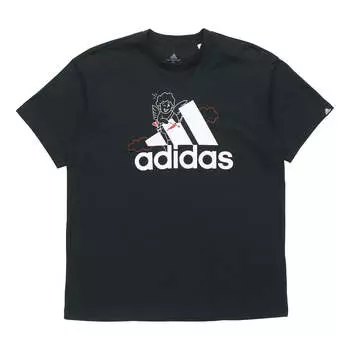 Футболка adidas U Vday T Athleisure Casual Sports Printing Pattern Short Sleeve Couple Style Black, черный