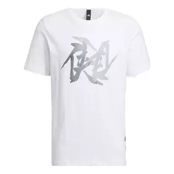 Футболка Adidas WJ T GFX Martial Arts Series Word Printing Round Neck Short Sleeve White T-Shirt, Белый