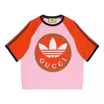 Футболка adidas x cotton jersey t-shirt 'pink' Gucci, розовый